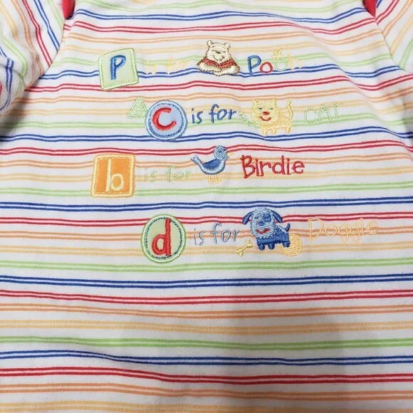 Disney Winnie The Pooh Baby Sleeper Gown Striped Pattern 100% Cotton One Size - Picture 2 of 5